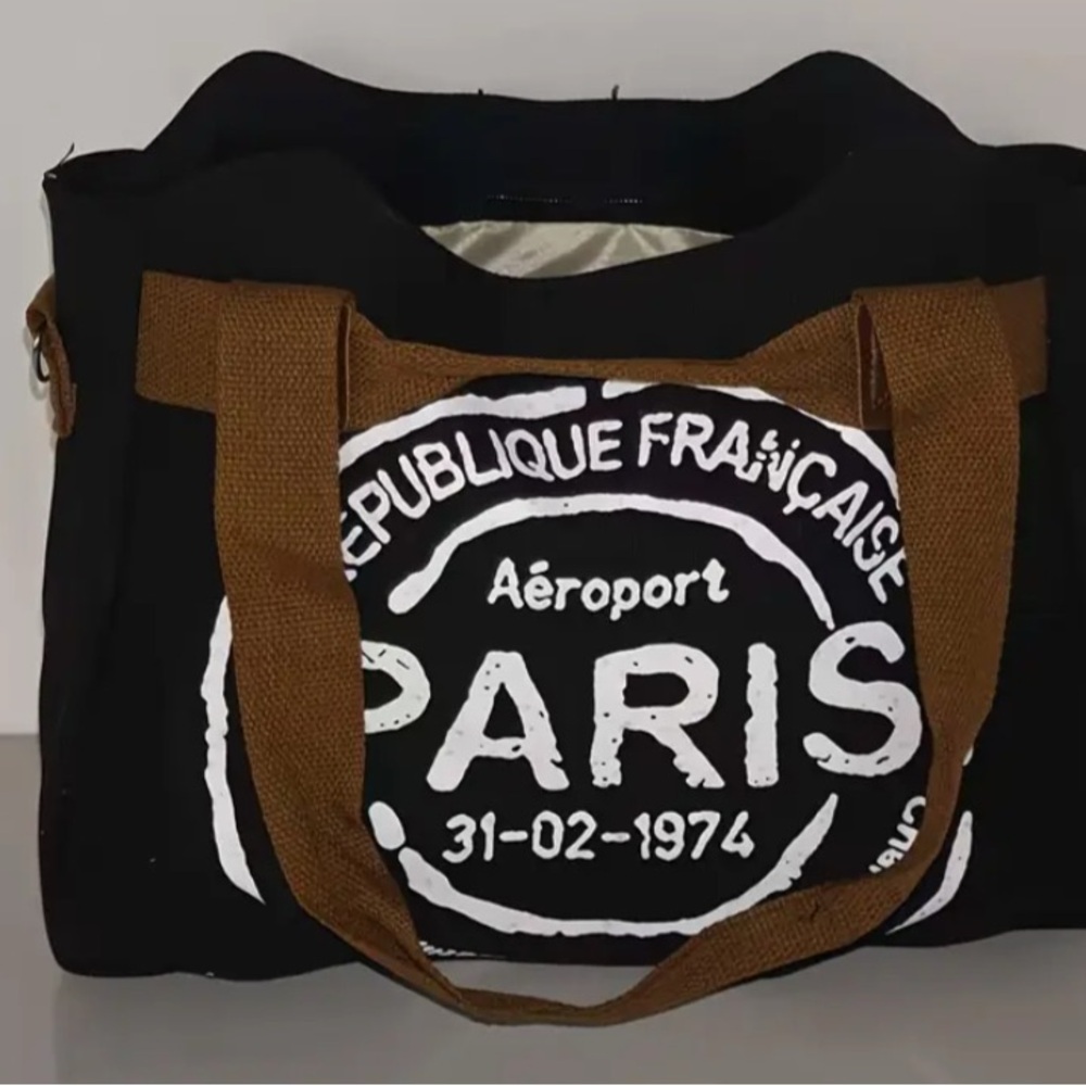 Black and Brown Paris Print woman’s bag